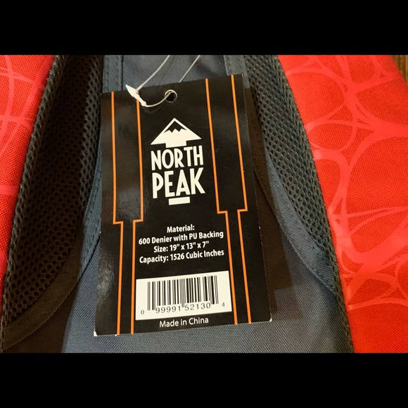 New North Peak Prodigy Series Backpack, Red & Gray - Picture 5 of 6